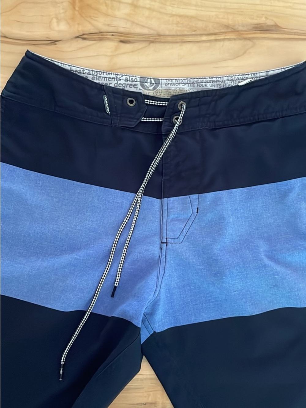 Volcom Blue and Black Colorblock Swim Board Shorts